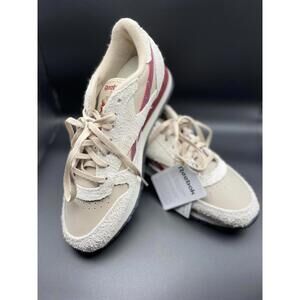 Reebok Classic Leather Sneakers in Beige and Burgundy